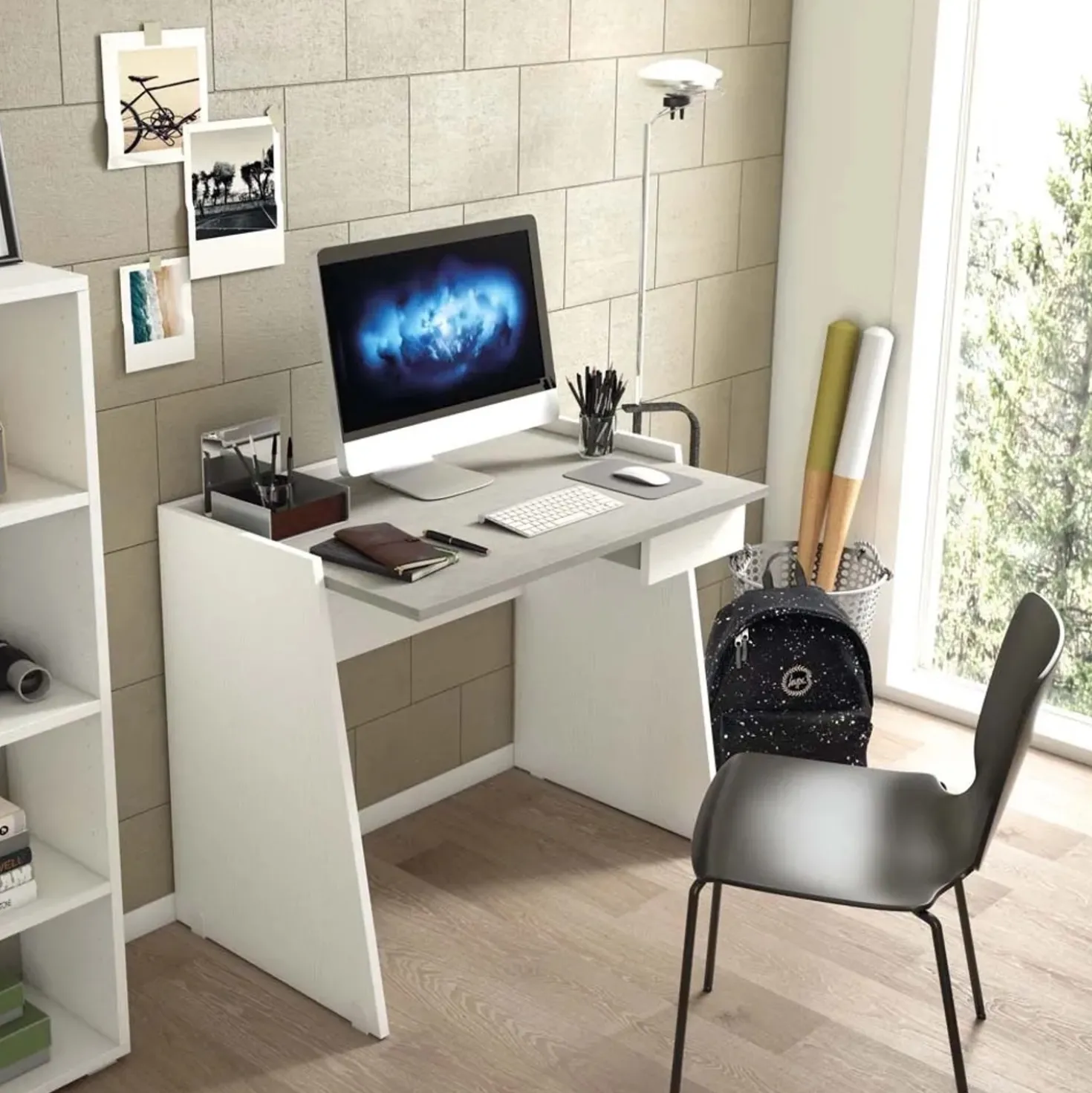 Scrivania con cassetto bianco