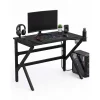 Scrivania con struttura in ferro piano in MDF 80x60x75 cm nero