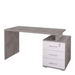 Scrivania in kit 3 cassetti Sarmog 154x55x76 cm cemento