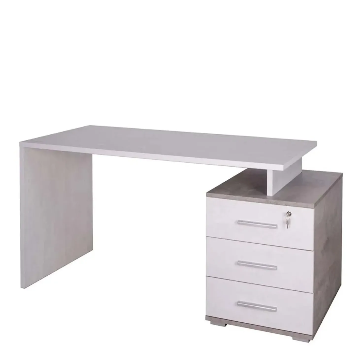 Scrivania in kit 3 cassetti Sarmog 154x55x76 cm bianco fiammato