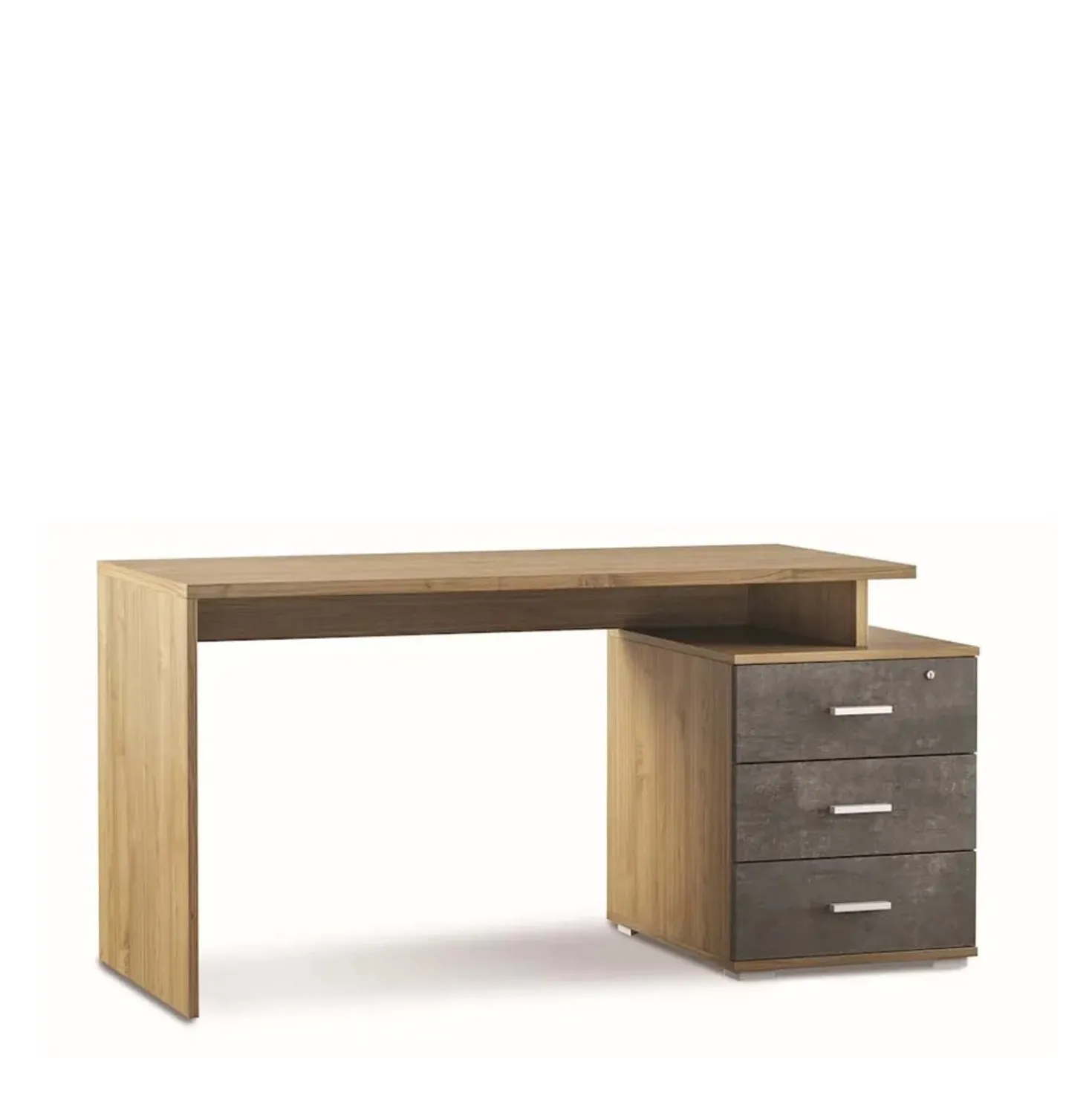 Scrivania in kit 3 cassetti Sarmog 154x55x76 cm noce stelvio