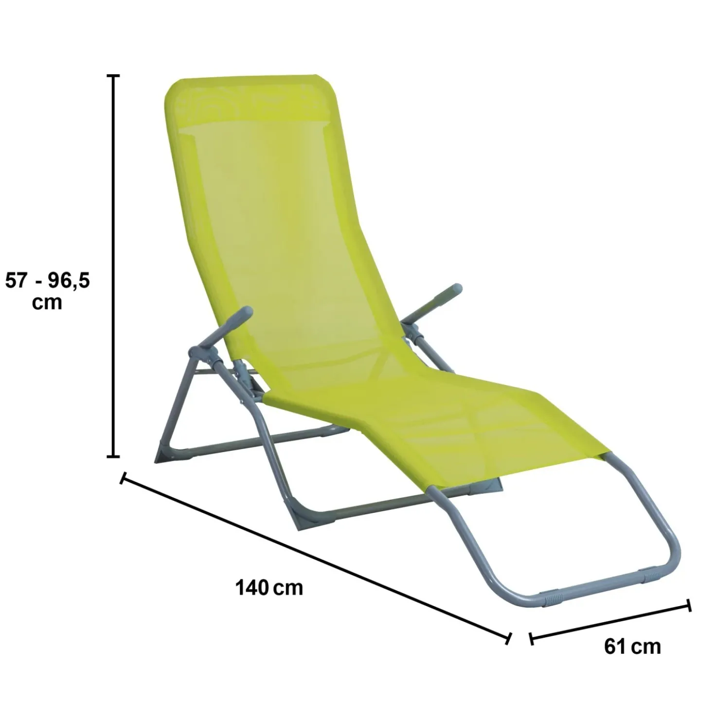 Sedia a sdraio basculante con braccioli in acciaio e Textilen lime