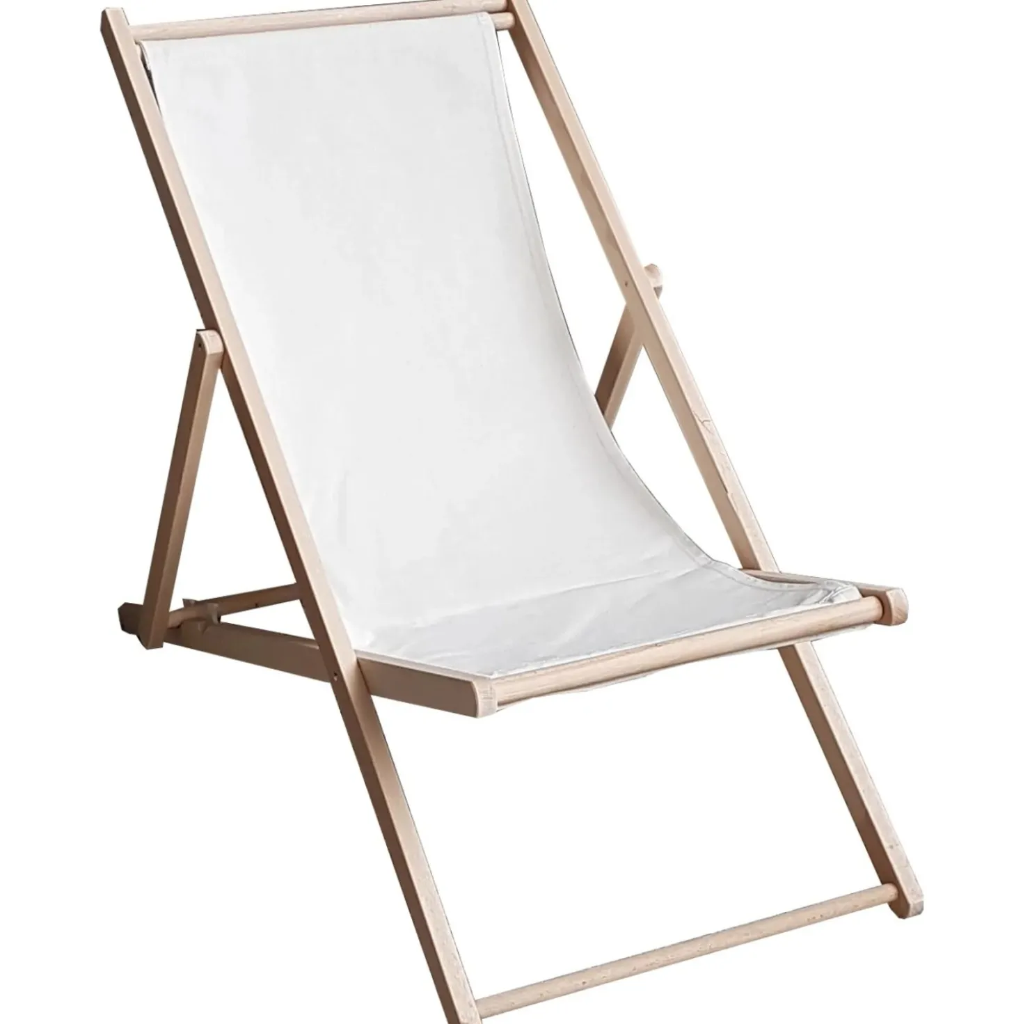 Sedia a sdraio pieghevole Promo Betty in legno e 100% cotone bianco
