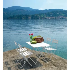 Sedia da giardino bistrò pieghevole in ferro avorio