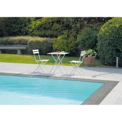 Sedia da giardino bistrò pieghevole in ferro avorio