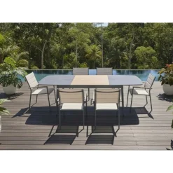 Sedia da giardino con braccioli in alluminio Lillà beige 6 pz