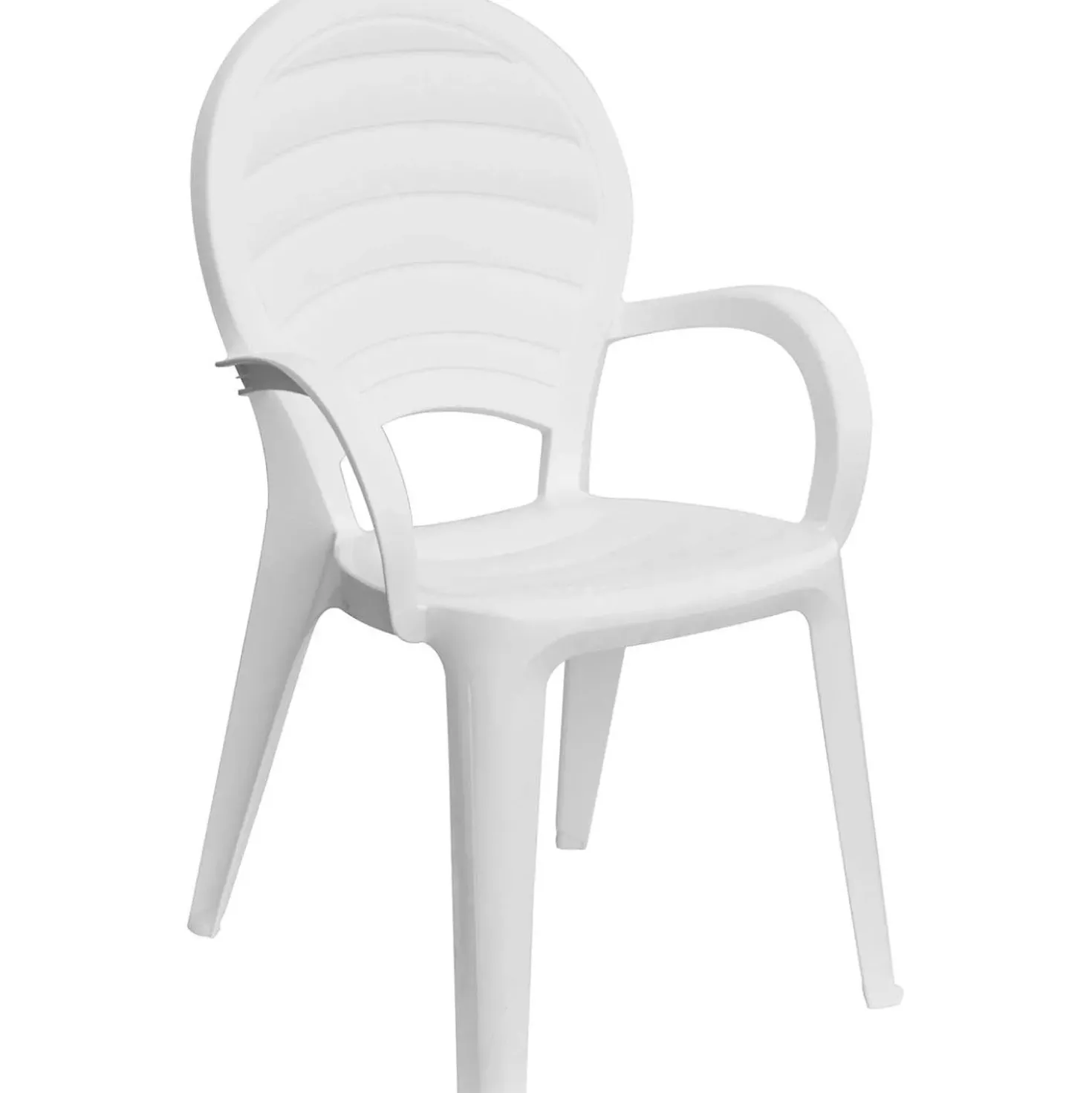Sedia da giardino con braccioli impilabile Paloma in polipropilene bianco