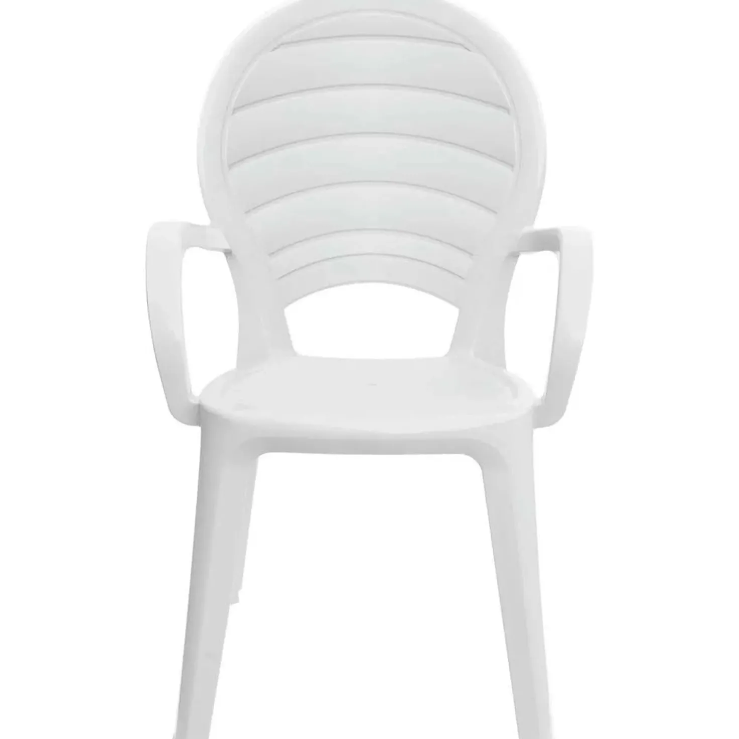 Sedia da giardino con braccioli impilabile Paloma in polipropilene bianco