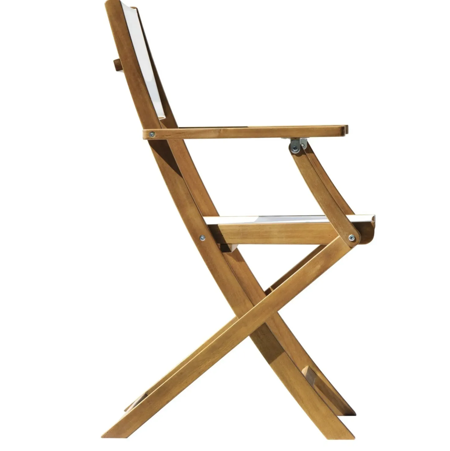Sedia da giardino con braccioli pieghevole in acacia e textilene
