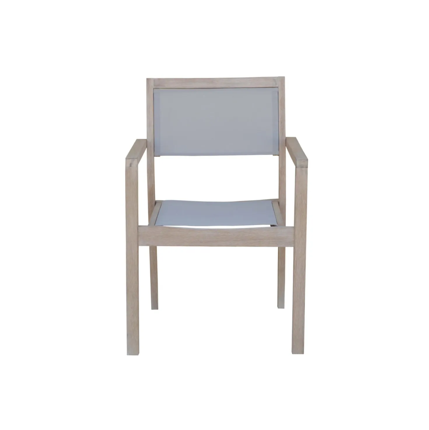 Sedia da giardino con braccioli Woodbury in legno e textilene grigio