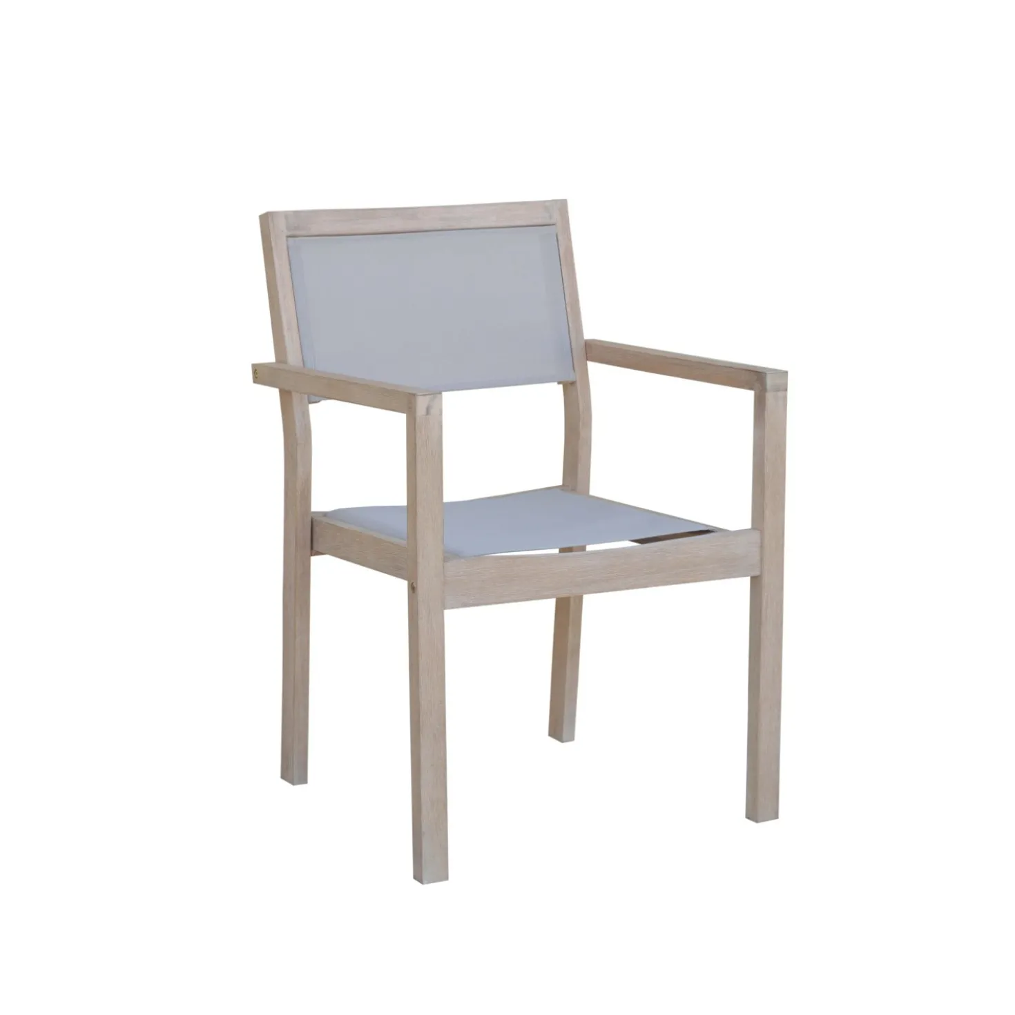Sedia da giardino con braccioli Woodbury in legno e textilene grigio