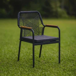 Sedia da giardino con cuscino grigio Dean in alluminio bianco 56x62x85 cm