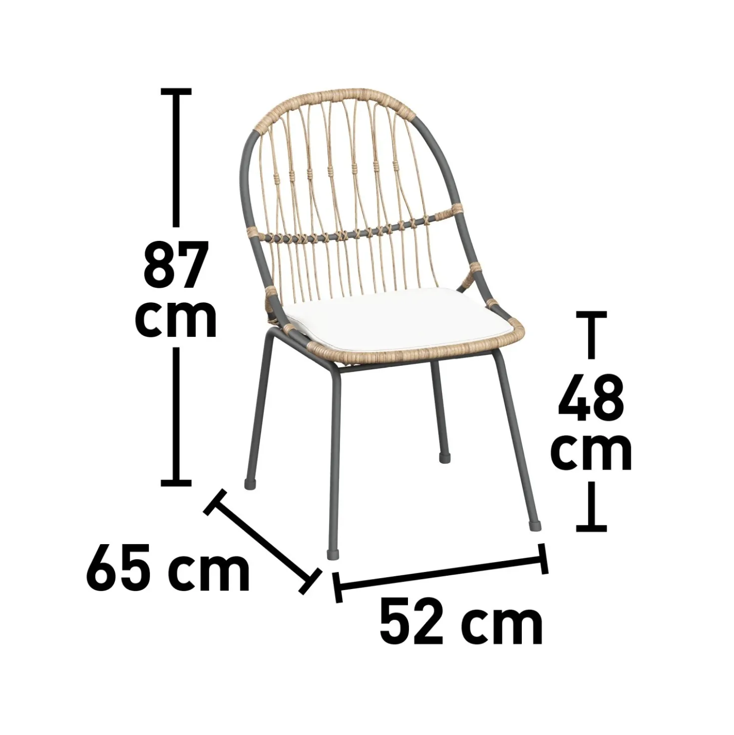 Sedia da giardino Greenmount Natural in wirker grigio
