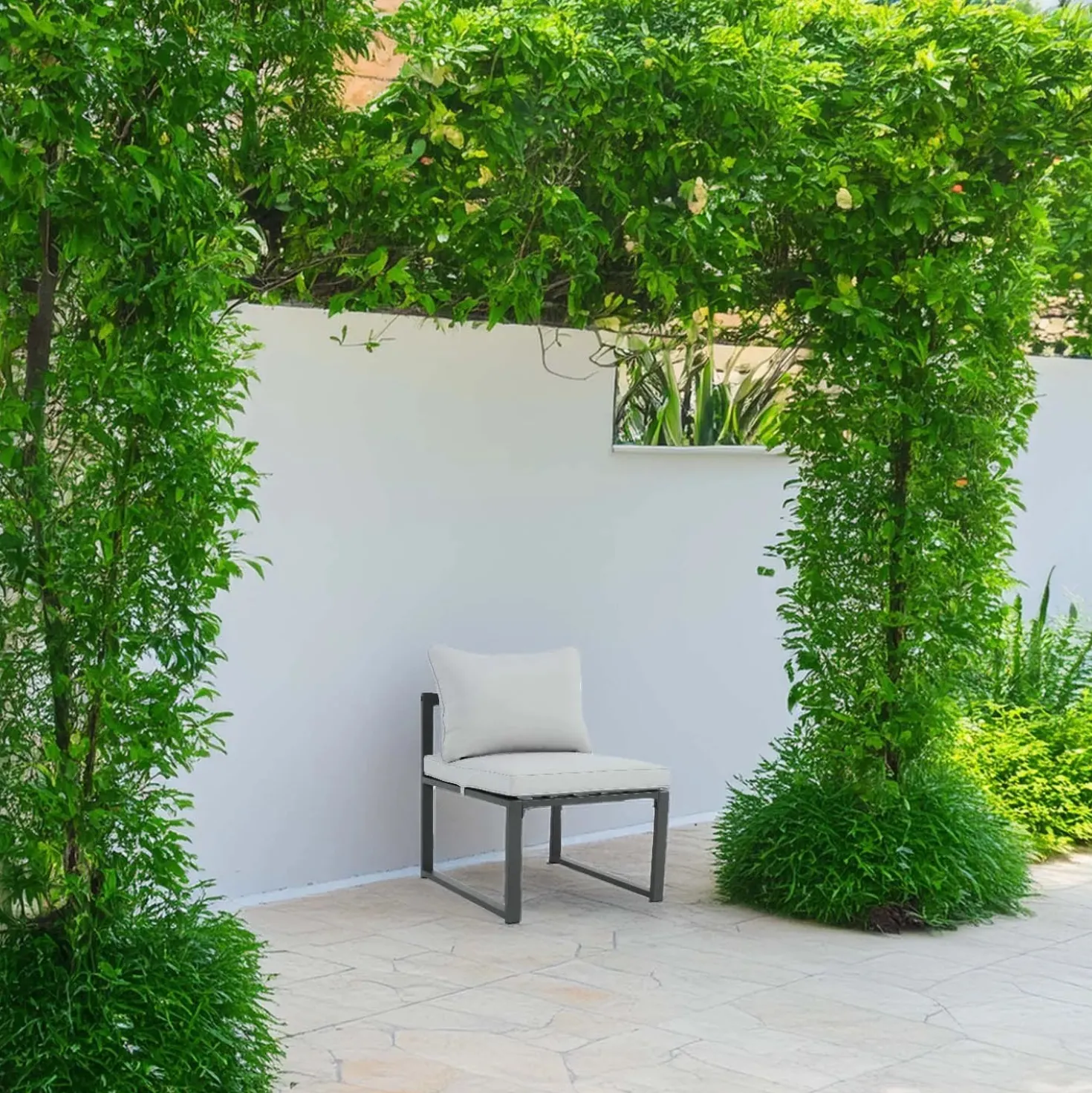 Sedia da giardino Holleton per Set 573114 in acciaio e poliestere grigio