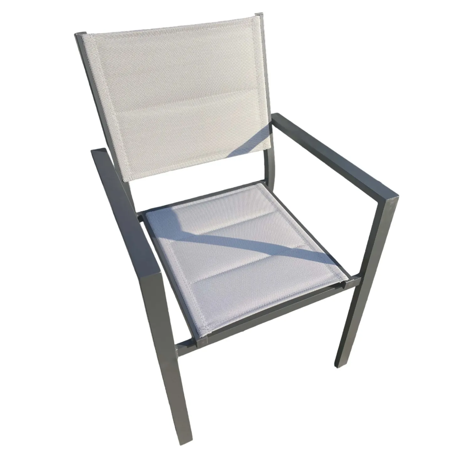 Sedia da giardino impilabile Alissa in alluminio bianco con seduta tortora 6 pz