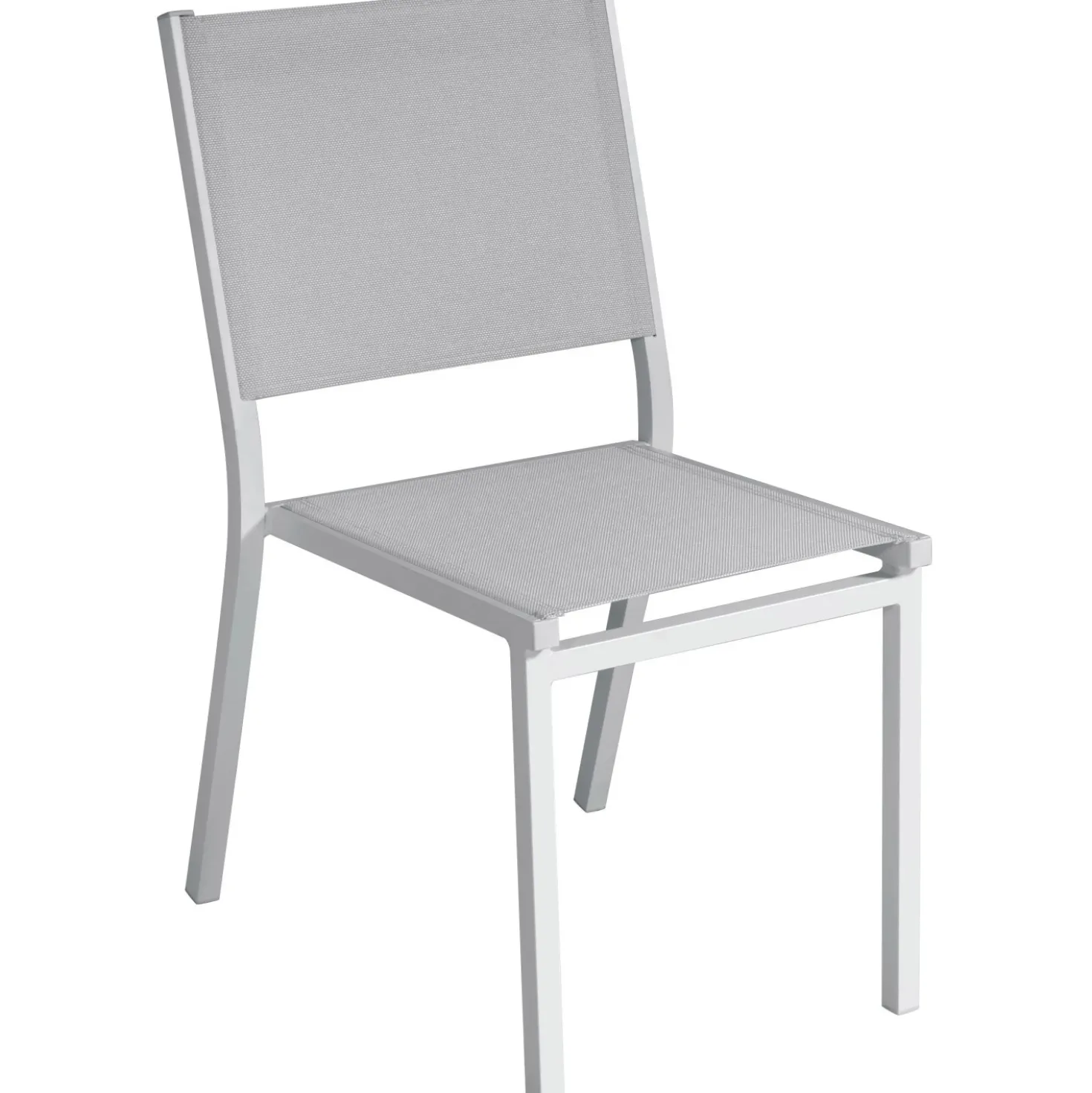 Sedia da giardino impilabile in alluminio bianco e Textilen grigio chiaro