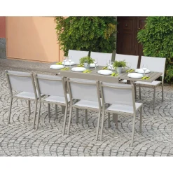 Sedia da giardino impilabile in alluminio grigio