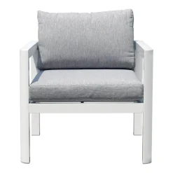 Sedia da giardino in alluminio bianco cuscini grigio cenere