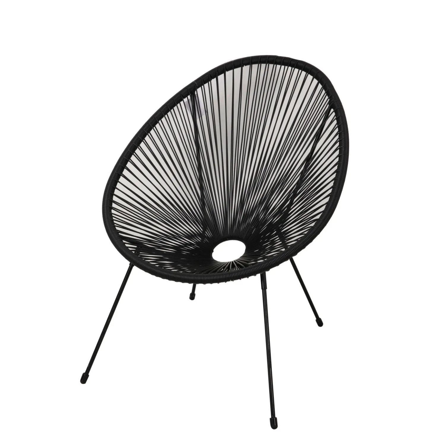 Sedia da giardino Mayport in acciaio e rattan nero