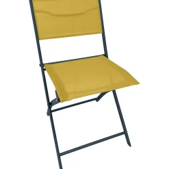 Sedia da giardino pieghevole Toconao in acciaio e textilene giallo