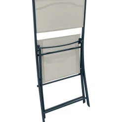 Sedia da giardino pieghevole Toconao in acciaio e textilene beige