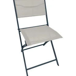 Sedia da giardino pieghevole Toconao in acciaio e textilene beige