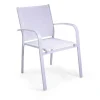 Sedia da giardino Sullivan con braccioli in alluminio bianco