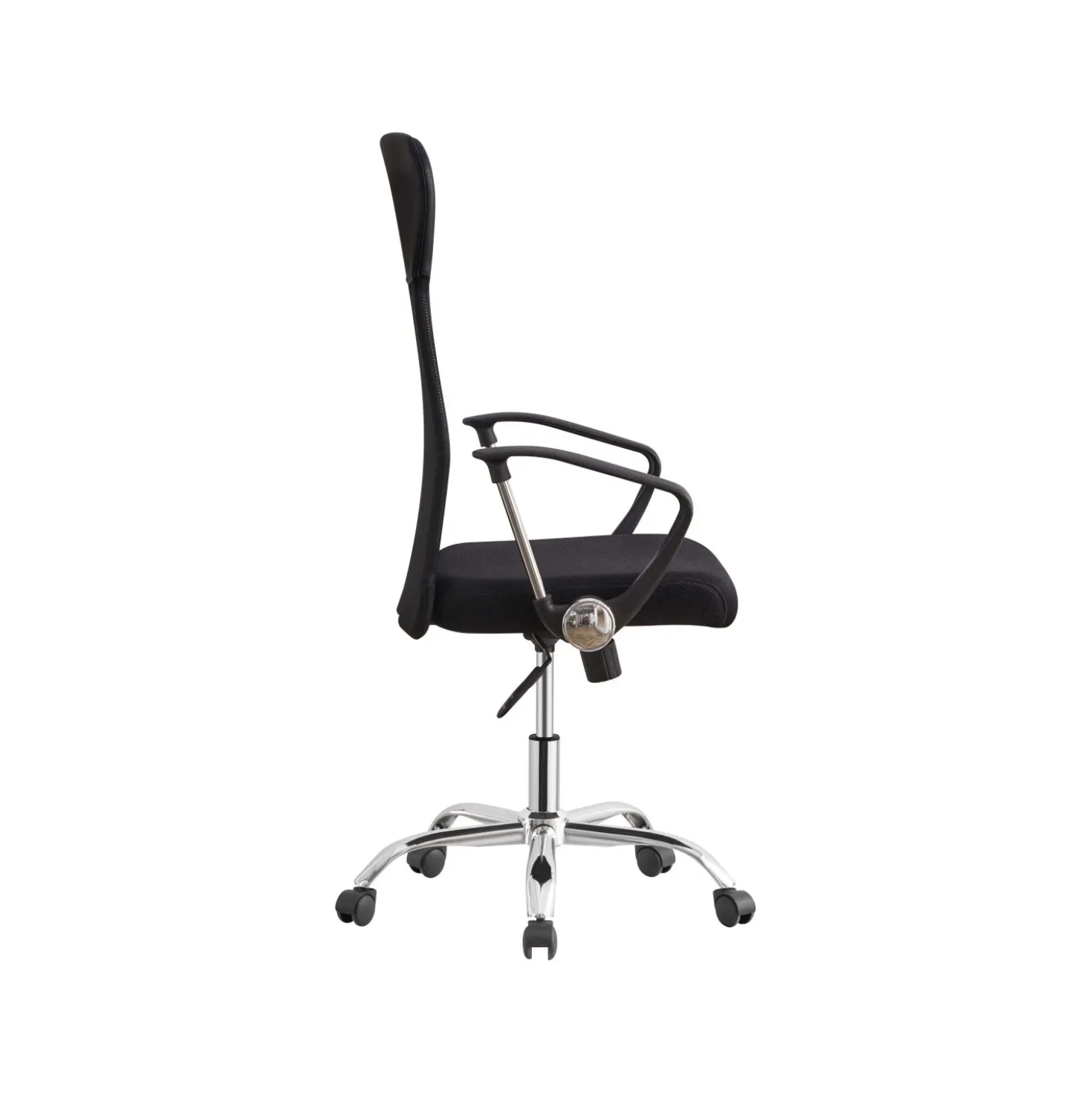 Sedia da ufficio in tessuto con braccioli Nero 61x55x111/121 cm