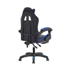 Sedia gaming reclinabile con poggiapiedi e supporto lombare nero/blu