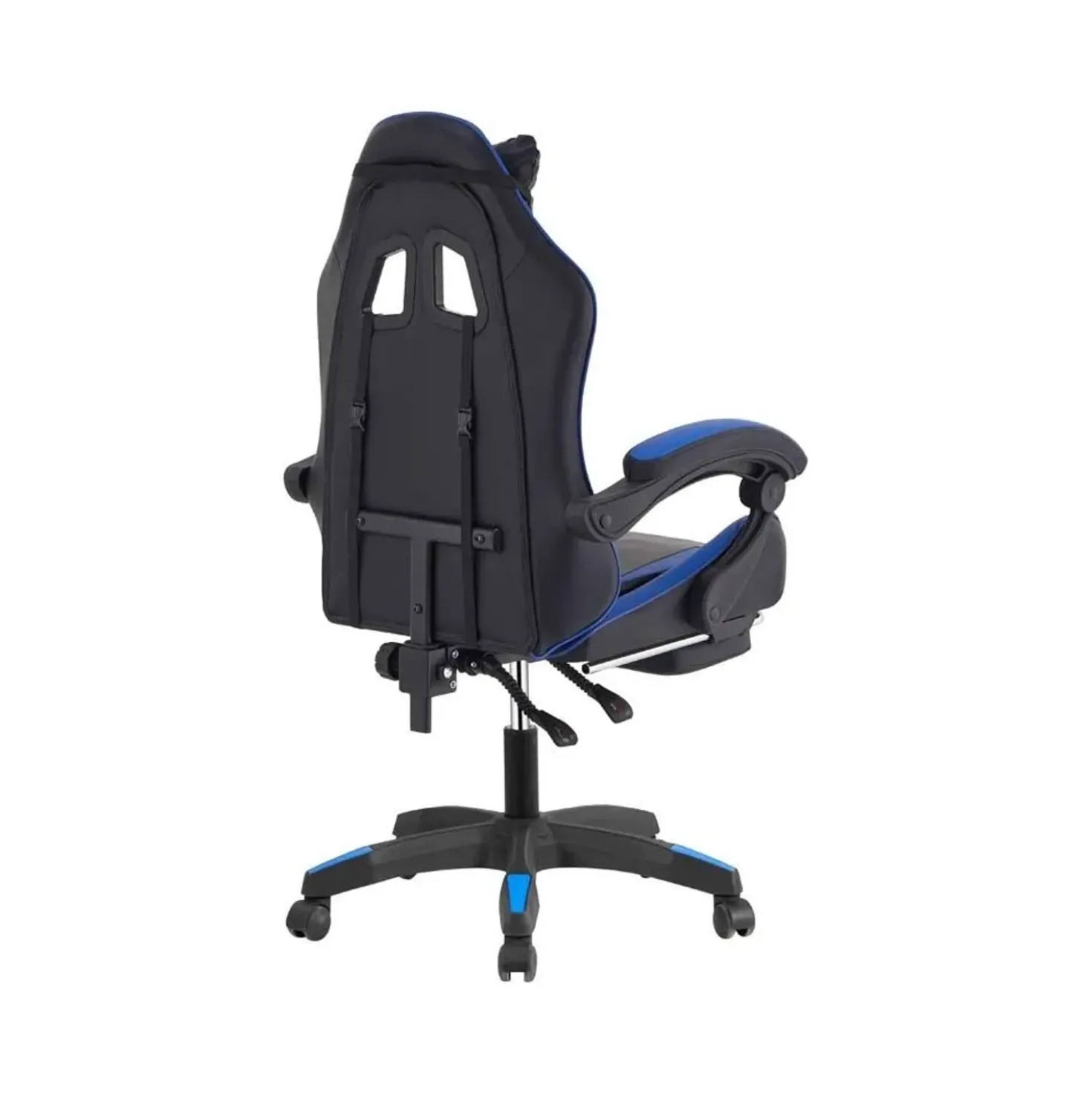 Sedia gaming reclinabile con poggiapiedi e supporto lombare nero/blu