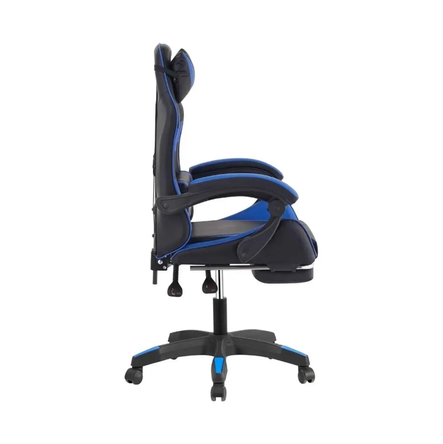 Sedia gaming reclinabile con poggiapiedi e supporto lombare nero/blu