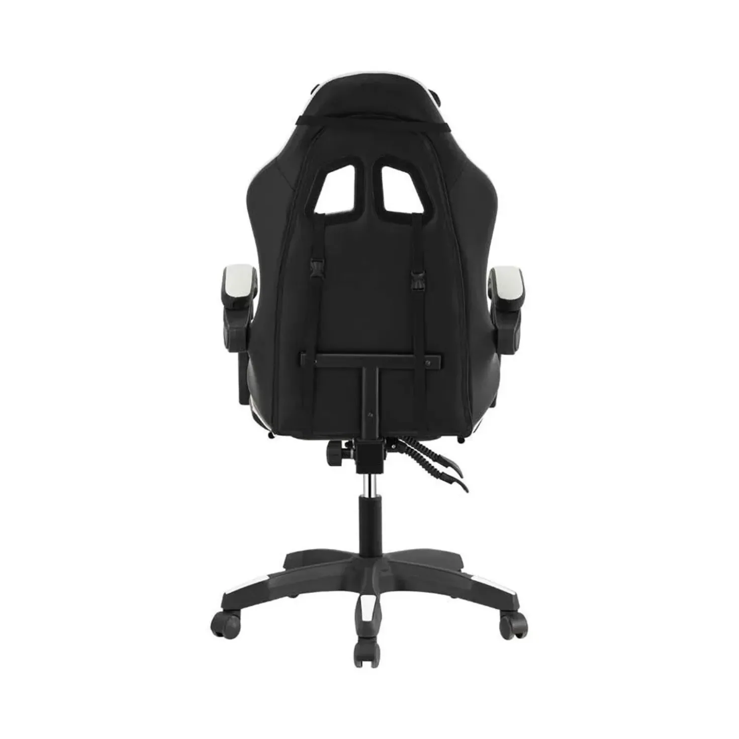 Sedia gaming reclinabile con poggiapiedi e supporto lombare nero/bainco