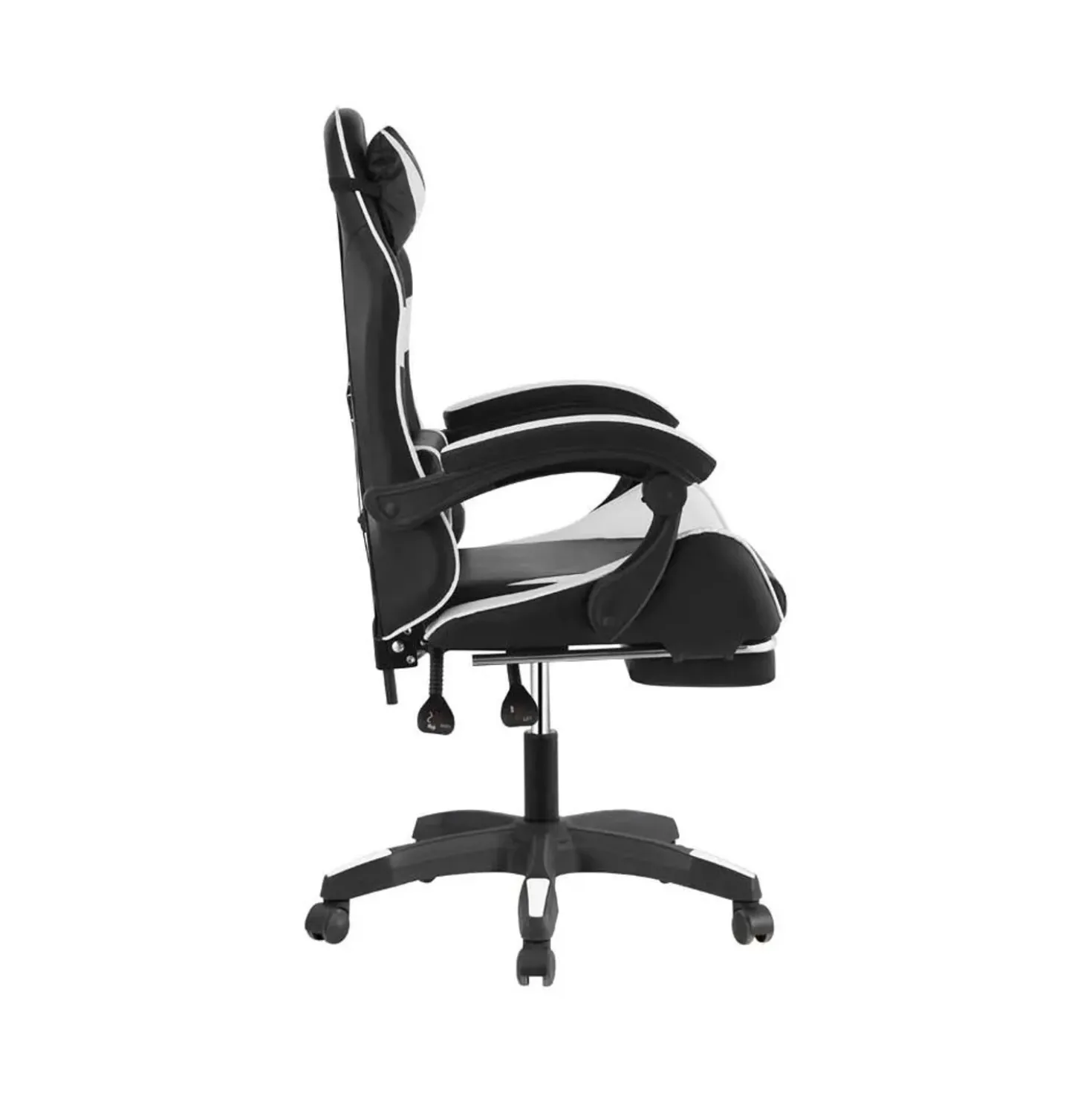 Sedia gaming reclinabile con poggiapiedi e supporto lombare nero/bainco