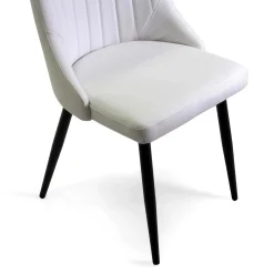 Sedia in ecopelle Oliver bianco con struttura nera