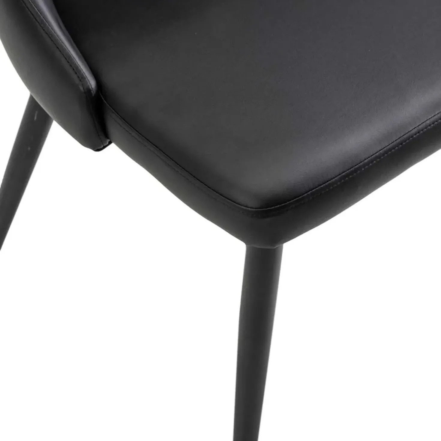 Sedia in ecopelle Oliver nero con struttura nera 48x58xh48/90 cm