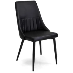 Sedia in ecopelle Oliver nero con struttura nera 48x58xh48/90 cm