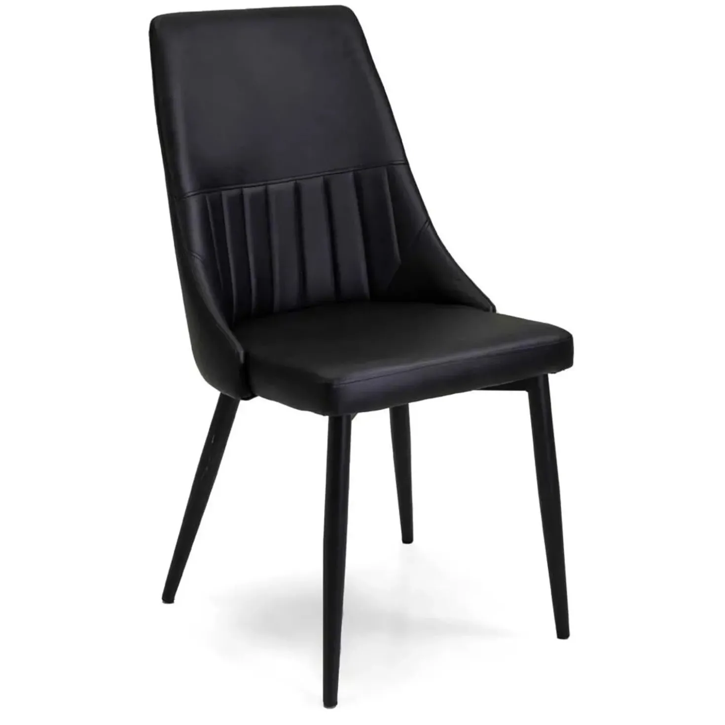 Sedia in ecopelle Oliver nero con struttura nera 48x58xh48/90 cm