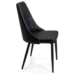Sedia in ecopelle Oliver nero con struttura nera 48x58xh48/90 cm