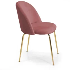 Sedia in velluto Sammi rosa antico struttura oro 50x57xh47/77,5 cm