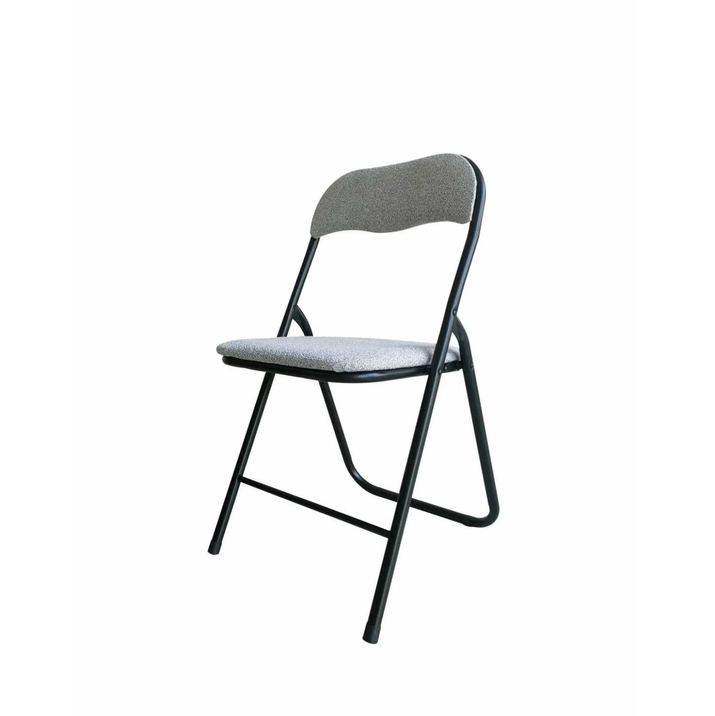 Sedia pieghevole in acciaioce poliestere effetto bouclé 45x45x79 cm grigio