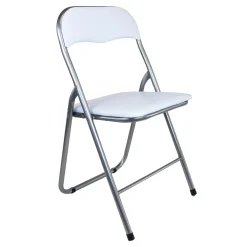 Sedia pieghevole in acciaio con imbotittura 45x45x80cm bianco