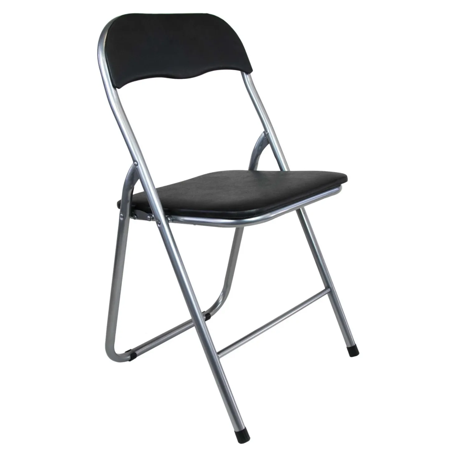 Sedia pieghevole in acciaio con imbotittura 45x45x80 cm nero