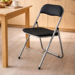 Sedia pieghevole in acciaio con imbotittura 45x45x80 cm nero