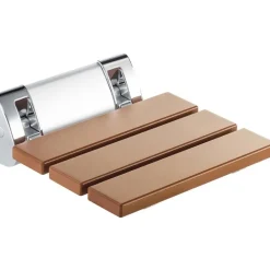 Sedile - sgabello per doccia pieghevole cromo - marrone 30 x 10,7 cm