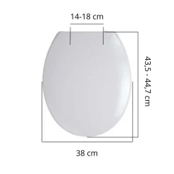 Sedile universale con cerniere in nylon termoplastico bianco