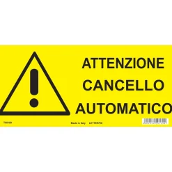 Segnaletica di sicurezza pericolo "Attenzione cancello automatico" 31 x 14 cm