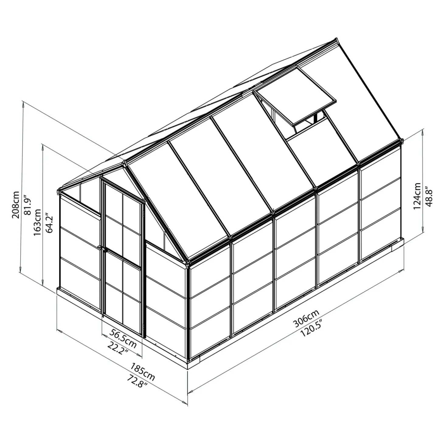 Serra da giardino Palram Canopia Hybrid 3,1x1,9 argento pareti laterali chiare