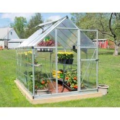 Serra da giardino Palram Canopia Hybrid 3,1x1,9 argento pareti laterali chiare