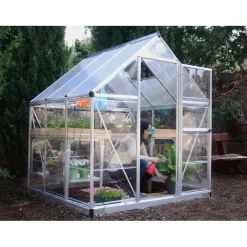 Serra da giardino Palram Canopia Hybrid 1,9x1,9 argento pareti laterali chiare