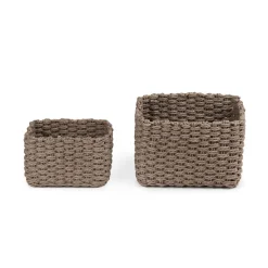 Set 2 cestini in carta intrecciata Lisou tortora
